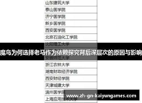 魔鸟为何选择老马作为依赖探究背后深层次的原因与影响