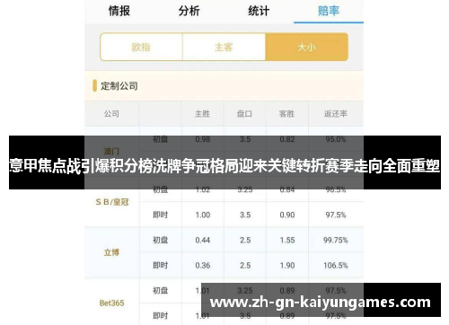 意甲焦点战引爆积分榜洗牌争冠格局迎来关键转折赛季走向全面重塑