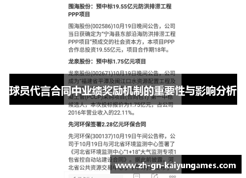 球员代言合同中业绩奖励机制的重要性与影响分析
