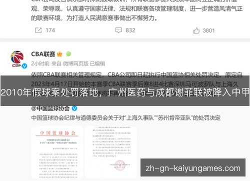 2010年假球案处罚落地,广州医药与成都谢菲联被降入中甲 2010年假球案处罚落地,广州医药与成都谢菲联被降入中甲